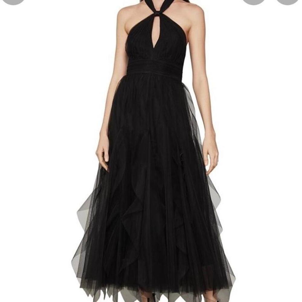 Bcbg black tulle halter neck
